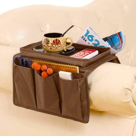 Couch Sofa Armrest Organizer With Tray Armchair Caddy Couch Caddy Arm Rest Organiser TV Remote Holder Sofa Space Saver Hanging Bag for Phone,Magazine,Snack,Glasses