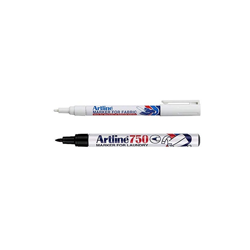 Artline Black Laundry Marker and White Fabric Marker (Twin Pack)