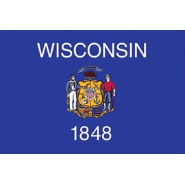 Valley Forge, Wisconsin State Flag, Nylon, 3' x 5', 100% Made in USA, Canvas Header, Heavy-Duty Brass Grommets