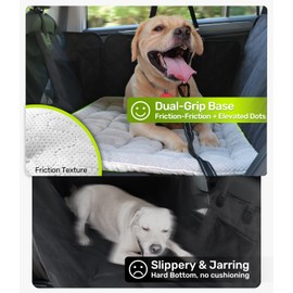 Zanch Thick Supportive Dog Car Bed for Car Backseat, Soft Non-Slip Travel Car Blanket Seat Cover with Joint Protection, Fits SUVs, Trucks & Backseat Extenders [Grey, 52.36"×24.8"]