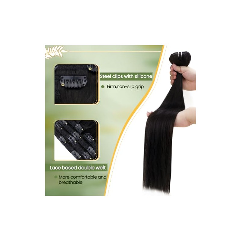 RUNATURE Extensiones de Cabello Humano con Clip 10 Pulgadas 80g