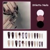 MISUD Press on Nails Long Stiletto Fake Nails Glossy Glue