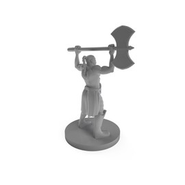 Half Orc Barbarian With Ponytail Raging Tabletop DND Gaming Miniature