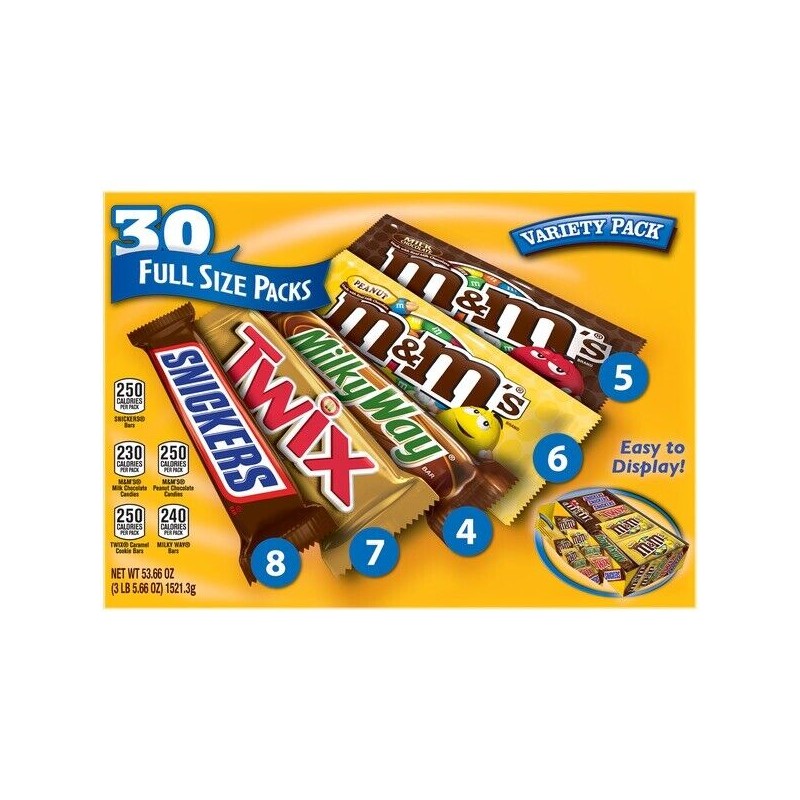 Mars Candy Bar Variety Pack 2-Pack 60ct – M&M's, Twix,