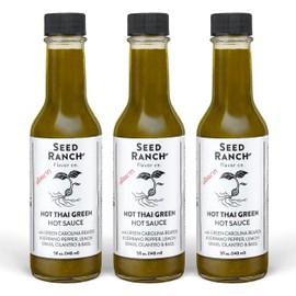 Seed Ranch Hot Thai Sauce, 3 Pack - Spicy Heat - Featured on Hot Ones - Green Carolina Reaper Pepper, Organic Gourmet Hot Sauce - Vegan, Non-GMO, Gluten-Free, Proteins, Rice Bowls, Noodles & Breakfast