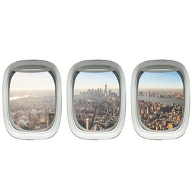 Plane Window Sticker - Aviation Window Decal City Skyline Wall Cling VWAQ-PPW25