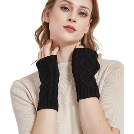 Novawo Women's Hand Crochet Winter Warm Fingerless Arm Warmers Gloves