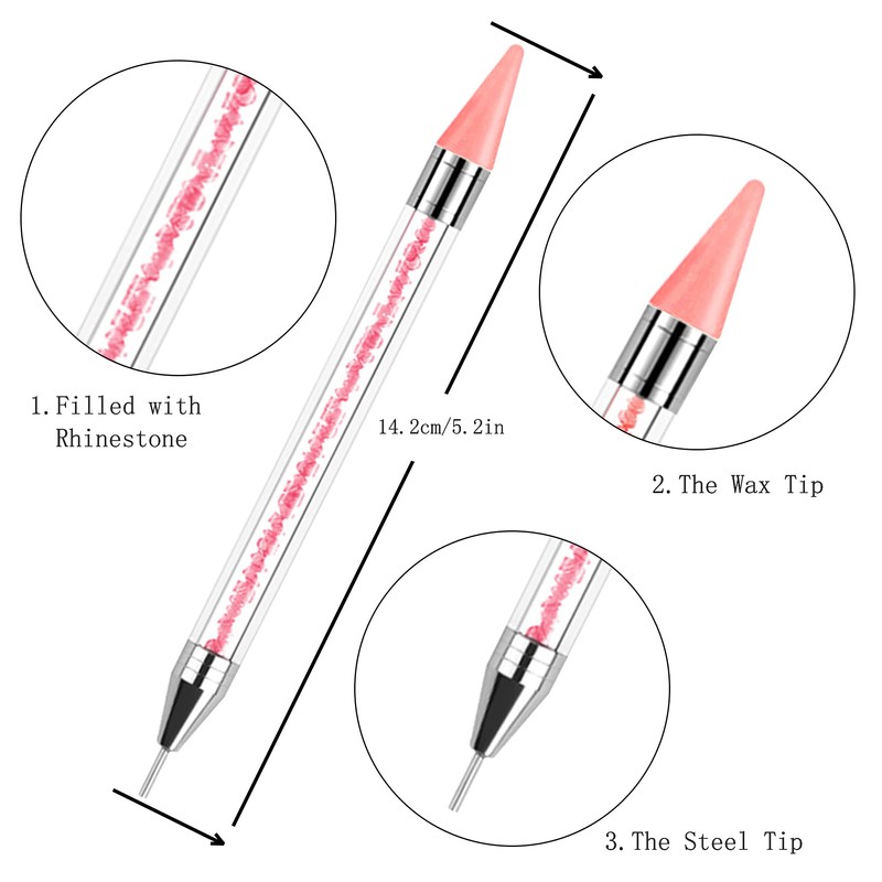 Kaychan Rhinestone Picker Tool 2 Acrylic Handle Rhinestones Applicator Dual-Ended