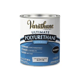 Varathane Water-Based Crystal-Clear Ultimate Polyurethane | Interior Wood Protection | Fast Dry Time | Easy Clean Up | Satin | Quart