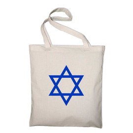 Styletex23 Star of David Israel Jute Bag Cotton Bag, natural