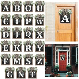 Last Name Front Porch Decor,Welcome Sign Front Door Wreath,Porch Decorations Outdoor,26 Letter Wreaths Front Door Hanging,Spring Wreaths for Front Door,Front Door Wreaths for All Seasons Monogram (B)