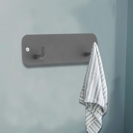 CAPASTEC Set of 2 Wall Rack Wall Hanger Wall Hook Coat Rack Wall Mounted Coat Hook Hanging Hook Double Row Hat Rack Entryway Bathroom Towel Rack Grey