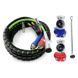 TORQUE 15ft 3 in 1 ABS & Air Power Line Hose Wrap 7 Way Electrical Cable with Handle Grip & Gladhands Tender Spring Kit for Semi Truck Trailer Tractor (TR813215bundle_02)