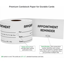 Carewon 250 Appointment Reminder Card, White, for Business, Dental Office, Grooming, Hair Salon, Medical Doctors, Nail Salon and More