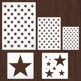 American Flag 50 Stars Stencil Template,Large Plastic Stencil Template,Reusable Star Stencil Template for Painting on Wood,Paper,Fabric,Glass,Wall,Independence Day Project,DIY Crafts(5 Pieces)