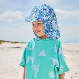 Gifts Treat Baby Boys Blue Tie-Dyed Sun Hat UPF50+ Cap,Baby Toddler Kids Beach Hats with Neck Protection,Summer Pool Cap for Kids,Blue,4-6 Years