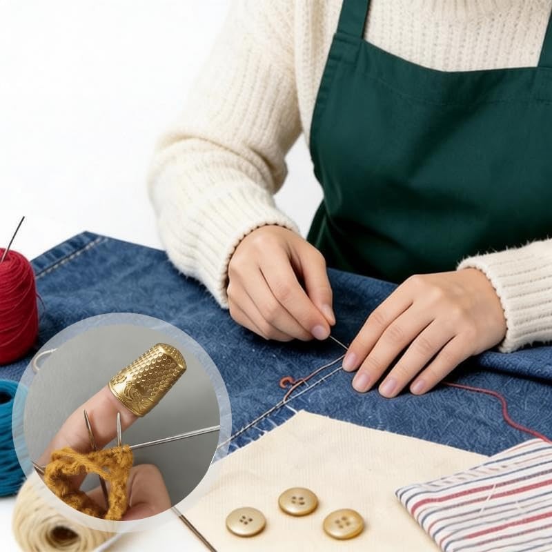 8Pcs Sewing Thimbles for Hand Sewing – 4 Gold &