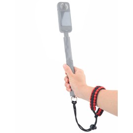 Rigdance Paracord Handmade Camera Wrist Strap, Adjustable DSLR Cameras Hand Strap Lanyard with 1/4 Screw for Insta 360 X3 X4 X5, Selfie Sticks, Cameras (Red and Black)