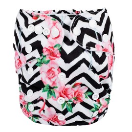 Sigzagor Baby Pocket Diaper Nappy Reusable Washable 8lbs to 36lbs (Chevron Flamingo)