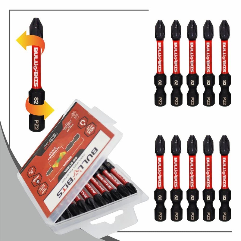 10 x Bull Bits 50mm PZ2 Impact Screwdriver Drill Driver
