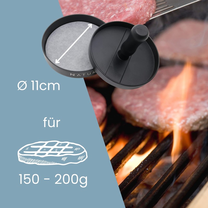 NATUMO Burger Press Set of Hamburger Press and Burger Paper