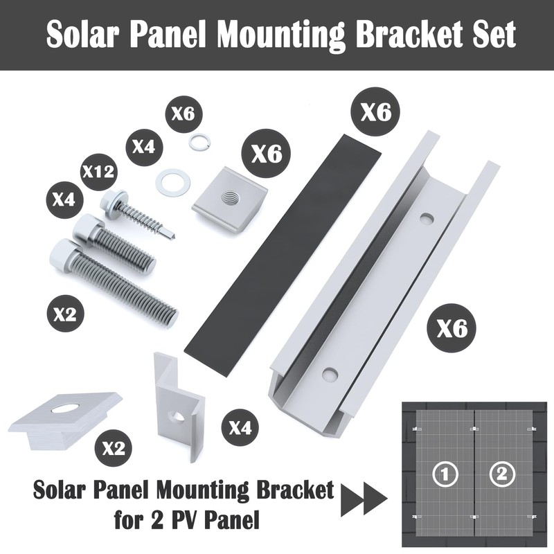 Aurinktron Mounting Kit for 2 PV Modules, 12 cm Aluminium