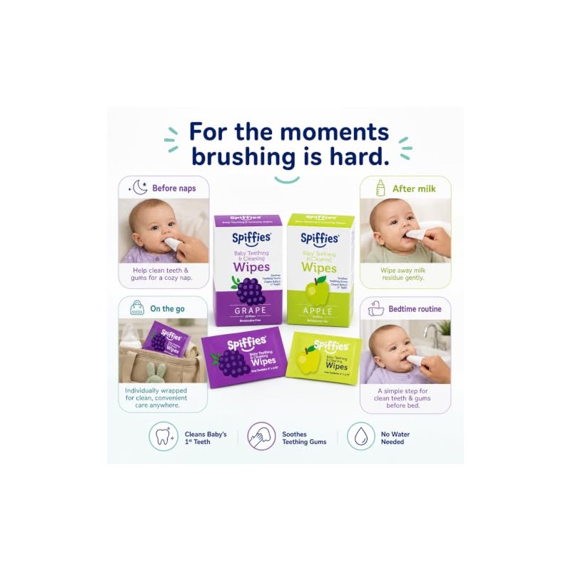ToothWipes, TP50 tripack, 40 Apple, 20 Grape, 60-Wipes