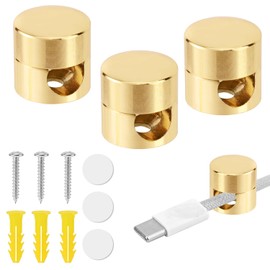 3pcs Gold Cable Anchors, Metal Phone Charger Cord Holders Cable Management Clips Multi-Function Aluminum Wire Organizer for Home Office Desktop Wall Nightstand