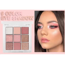 CAKAILA 9 Colors Colorful Eyeshadow Palette Makeup,Golden Brown Pink White Matte Shimmer Neutral Eye Shadow Powder Palette,Highly Pigmented Naturing-Looking Long Lasting Waterproof