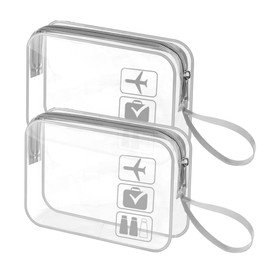 Toiletry Bag, Transparent, Airport Compliant Bag, Liquids Bag, Hand Luggage, TSA Approved Cosmetic Bag, Travel Accessories for Men, Women, Pack of 2