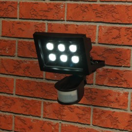 Ranex XQ1010 LED Floodlight with PIR Sensor [6x 1 Watt], 360 Lumens, Detection Range 180° x 12 Metres, Cold White