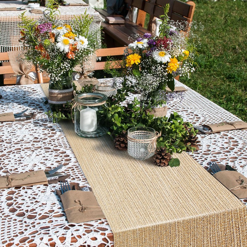 Newwiee 6 Pack Plastic Table Runner 14 x 108 Inch