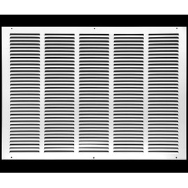 HVAC Premium 26'' x 16'' [Duct Opening] Flat Stamped Steel Return Air Grille - Sidewall and Ceiling - HVAC Vent Duct Cover - White [Outer Dimensions: 27.75''w X 17.75''h]