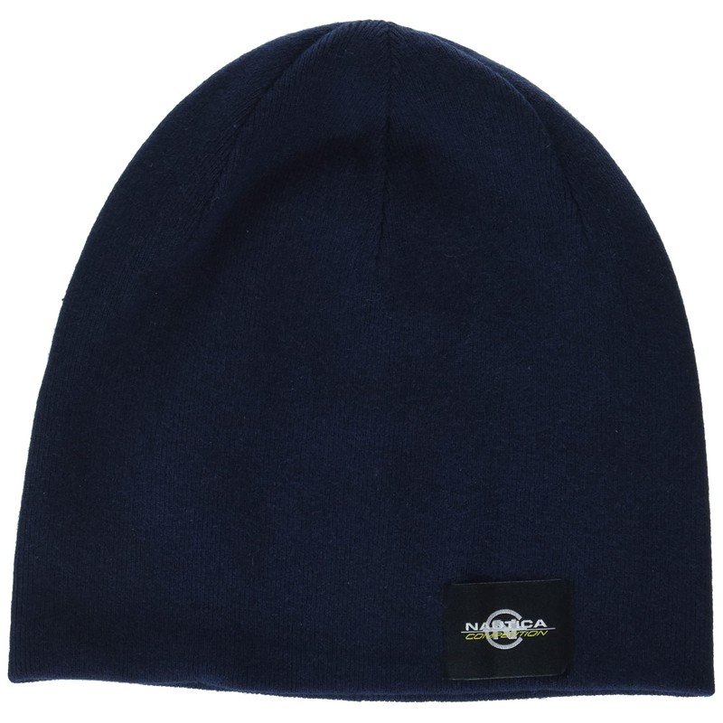 Nautica Men's Competition Sustainably Crafted Logo Beanie, Navy, OS