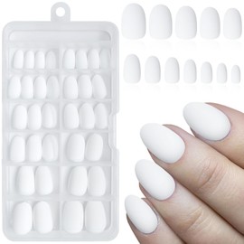Lifextol 120pc Matte White Almond Press on Nails Short Oval Fake Nails Press ons with Glue&Sticky Tab, 12 Sizes Acrylic Nails Press on Nails Almond White Nails Glue on Nail Tips Artificial Fingernail