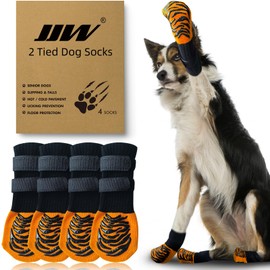 JJW Non-Slip Dog Socks with 2 Adjustable Straps, High-Quality Non-Slip Dog Socks for Hardwood Floors, Prevents Paw Burns, Ideal for Dog Paw Protection (Orange, XS)