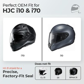 The Helmet Shop HJ-31 Silver Mirror Motorcycle Helmet Visor Fits HJC i10 & i70 - Pinlock-Ready Replacement Shield | Optically Correct, UV Protected Polycarbonate Motorcycle Visor, Tool-Free Swap