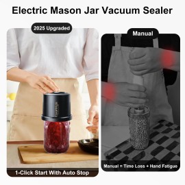CASA Electric Mason Jar Vacuum Sealer Kit for Wide & Regular Mason Genie Jar &10 Lids