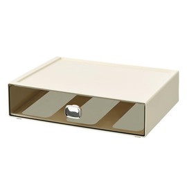 OSteed Spacious Desktop Storage Box, 1 Large Storage Drawer, Stackable Office Desk Drawer Organizer and Accessories, Printer Paper Organizer, Cream Plastic Drawers for Workspace & Home