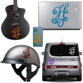 Generic Letter h Monogram Vinyl Decal Sticker for Cars, Laptops, Phones, Helmets, Cups, Tumblers (Black, 2.9"" x 4""), VK66347DECAL