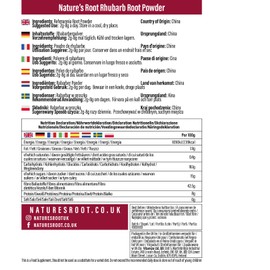 Nature’s Root Rhubarb Root Powder 250g - Rheum Palmatum | Natural Herb | Vegan Friendly