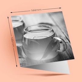 1 x Greeting Card BW - Healthy Green Tea Organic Drink - Blank Birthday Celebration Anniversary #37457