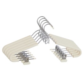Spring Fever Foam Padded Clothes Hangers with Clips Hooks - Sponge Non Slip Chrome Plating Heavy Duty Space Saving for Women Men Pants Coat Beige 5 Pack