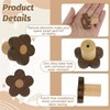 MOROBOR 6pcs Flower Shaped Wooden Cabinet Knobs, Single Hole Walnut