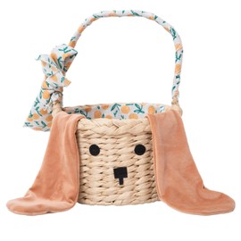 Easter Bunny Basket - Handwoven FSC-Certified Paper Rope Basket with Cotton Handle, 6.17L Cute Rabbit-Shaped Gift Basket for Kids, Easter Egg Hunt, Candy, Picnic & Home Decor