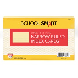 School Smart Ruled Index Cards, 5 x 8 Inches, Canary, Pack of 100