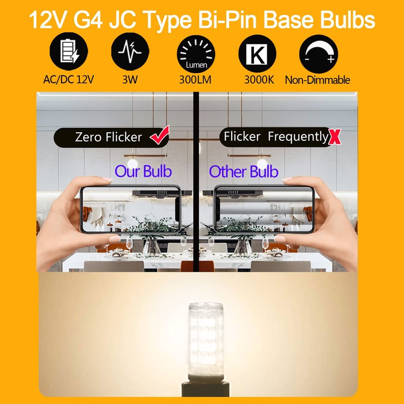 Tupolife G4 LED Bulb 3W 12V, 20W -30W Halogen JC