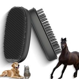 Oasirep Oasirep 2-in-1 Horse Grooming Brush C Double-Sided Deshedding & Curry Comb Tool for Horses, Dogs & Cats, Soft & Hard Bristles, Pet Grooming & Bathing Supplies