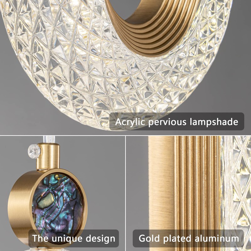 zhllmq Pendant Lighting for Kitchen Island LED Dimmable Modern Gold