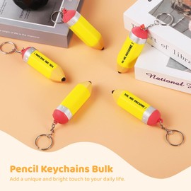 25 Pcs Pencil Keychains Bulk, PU Squeeze Keychains, Cute Teacher Key Chains, Pencil Shaped Stress Balls, Teacher Appreciation Gifts, Back to School Keychains for Women, Men